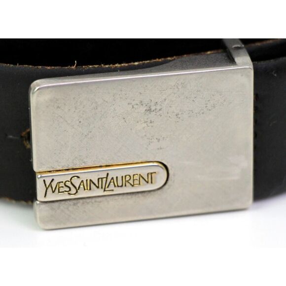 Yves Saint Laurent BLACK GENUINE LEATHER 1"Wd DRESS CASUAL MEN'S BELT Sz 32 (B90 - Picture 3 of 11
